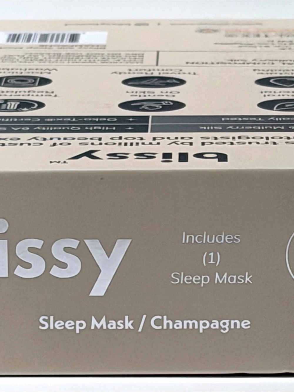 Blissy 100% Mulberry Silk Sleep Mask in Champagne. New